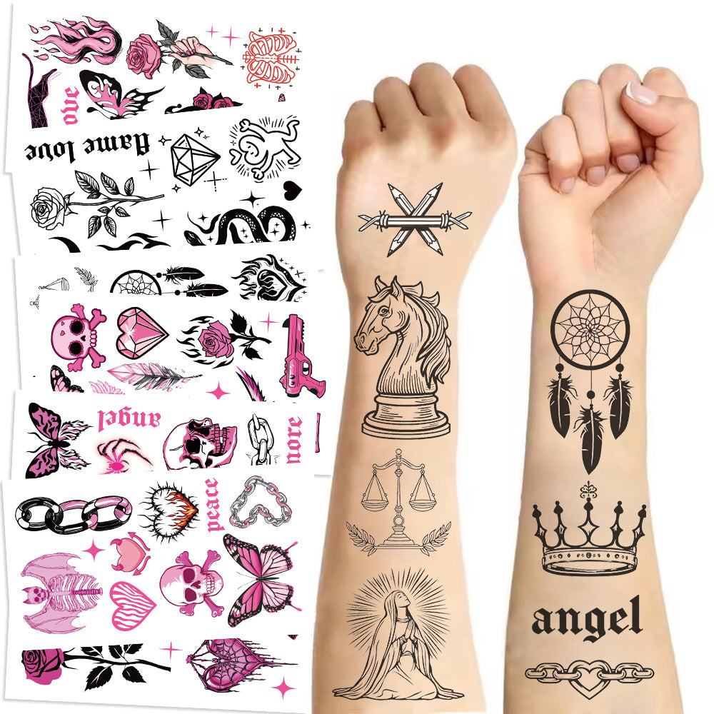 Wholesale 10pcs/pack Rose Skull Tattoo Waterproof Party Gift Funny Fun Face Stickers
